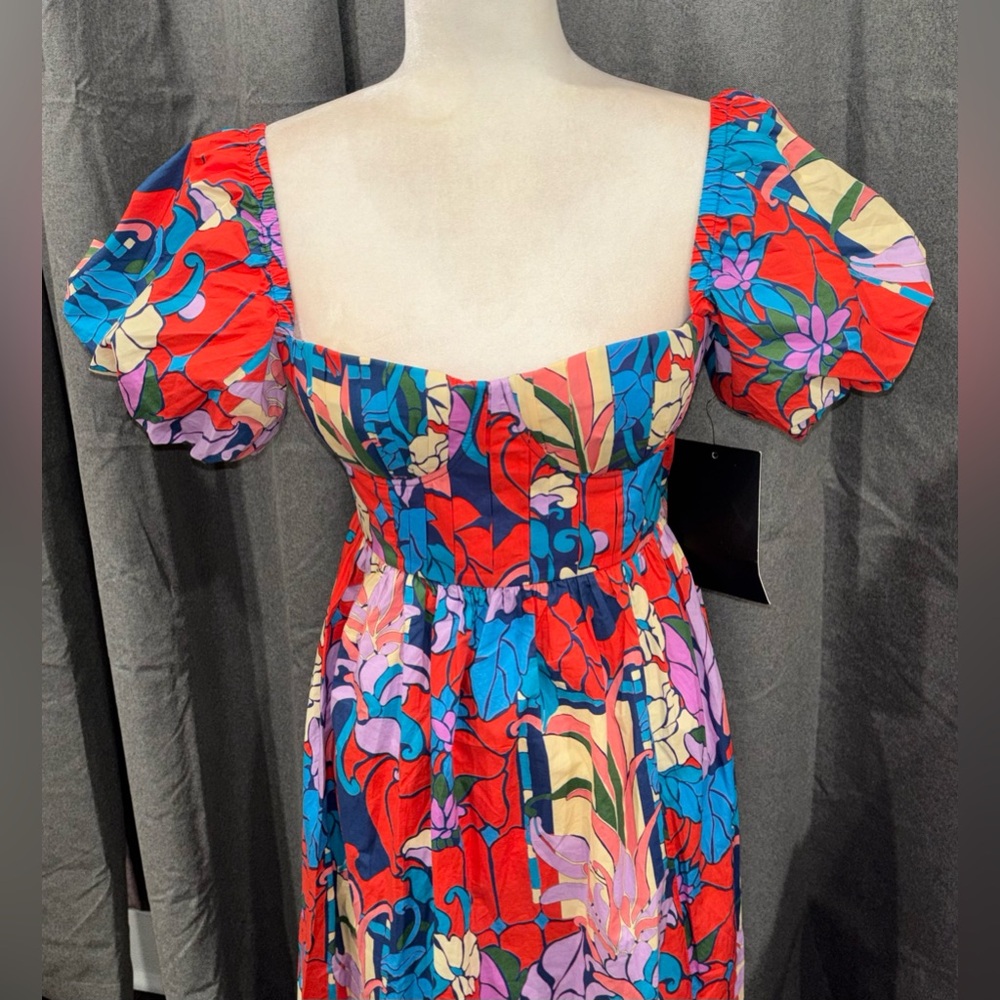 NWOT Tuckernuck Climbing Cosmos Valerie Midi Dress Size 6 Cotton Floral Tropical - Picture 6 of 16